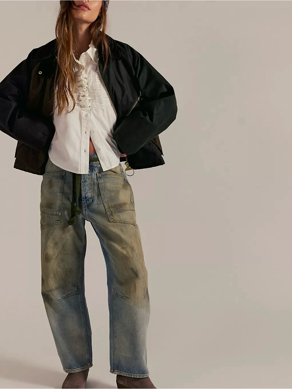 NWT Free People Moxie Low Slung Barrel Jeans
